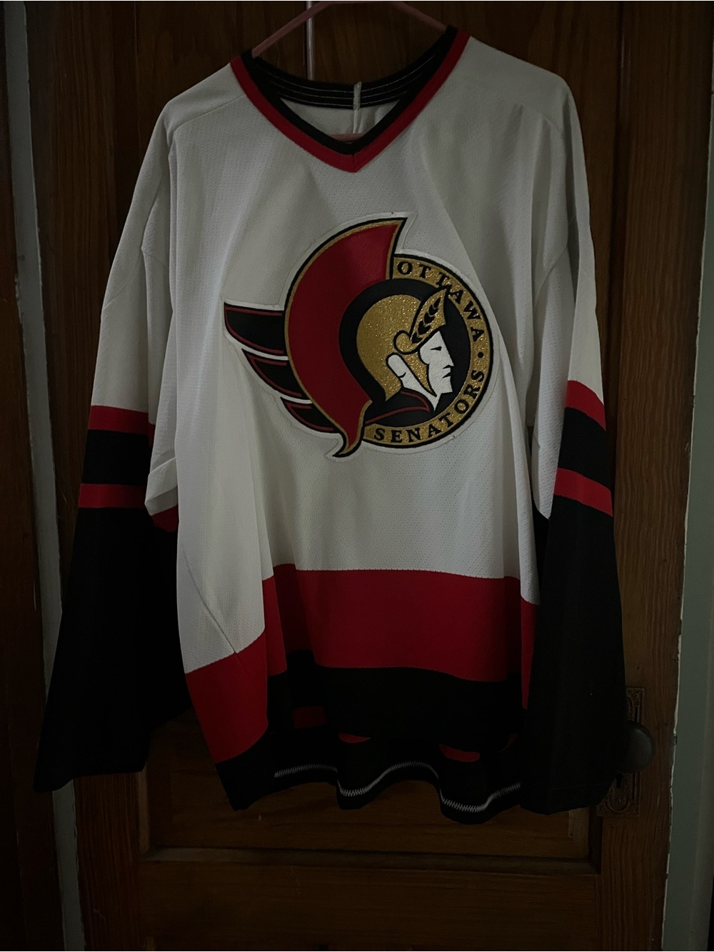CCM White Red Black Hockey Jersey Tag Detail